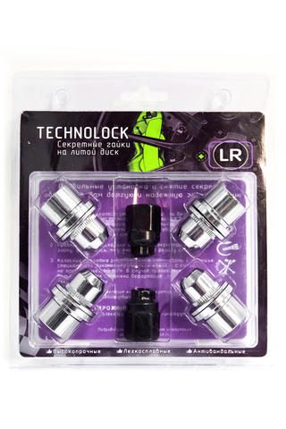Секретные гайки колеса TECHNOLOCK LR М14x1.5x46 ключ=22 шайба (Special Edition)