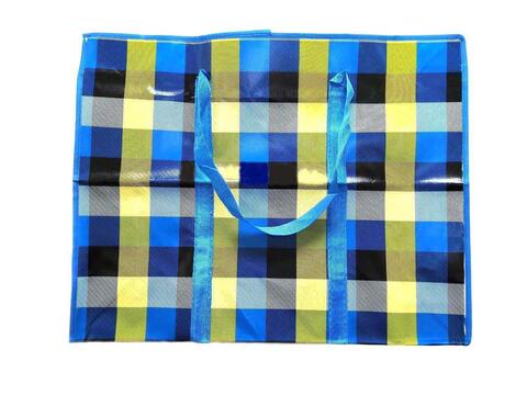 Двухслойная прочная хозяйственная сумка на молнии 2 шт, цвет синий, 80х55х25 см