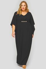 Платье вечернее из черного крепа с пришивным украшением 1823801