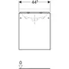 Шкафчик для раковины Geberit Acanto, с одной дверью и сифоном: B=44.5см, H=53.5см, T=37.5см, песчаный глянец / матовый песочно-серый, песчаный глянец / глянцевое стекло