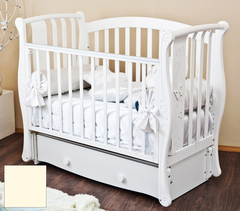 С 551 Кровать детская "Ярослава" резьба №11 декор №2 (Бабочка) (слоновая кость)