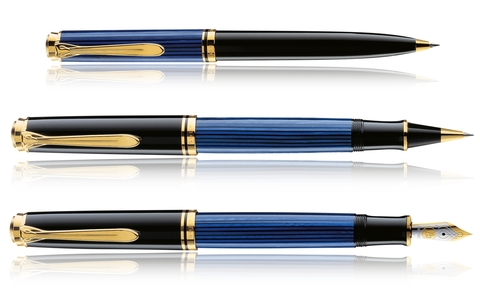 Ручка шариковая Pelikan Souverän® K800 Black & Blaue GT (997007)