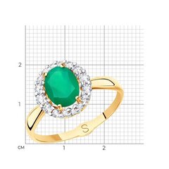 715400 - Кольцо из золота с круглым, зеленым агатом и фианитами