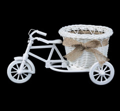 Велосипед плетеный с круглой корзиной, 10*21*12 см. Голубой