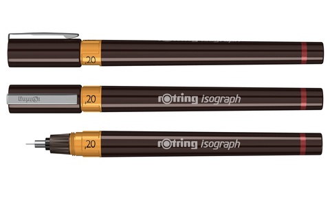 Изограф Rotring, толщина линии: 0,20 mm, корпус: пластик, цвет: бордовый (1903397)