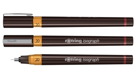 Изограф Rotring, толщина линии: 0.20 mm, корпус: пластик, цвет: бордовый (1903397)