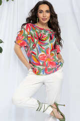 Блуза Маргоша (зелено-розовая) Б13153-16М LT Collection