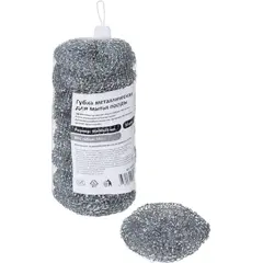Губка-мочалка металлическая для мытья посуды 90х90x25мм 14г 10шт/уп