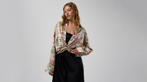 Рубашка шелковая женская Mollen Корсак пудровая