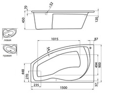 ВАННА АКРИЛОВАЯ SANTEK МАЙОРКА 150х90 ПРАВАЯ С КАРКАСОМ И СИФОНОМ