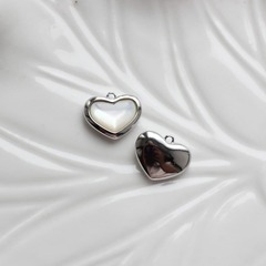 УЦЕНКА!!!Подвеска Сердце с перламутром 15*12 мм, родий, У098