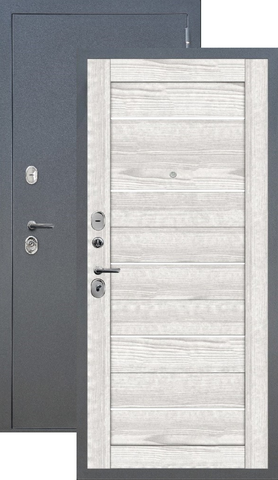 Теплая дверь входная FLY DOORS Аркан 206, 2 замка, 1,2 мм металл, (графит букле+айс ривьера)