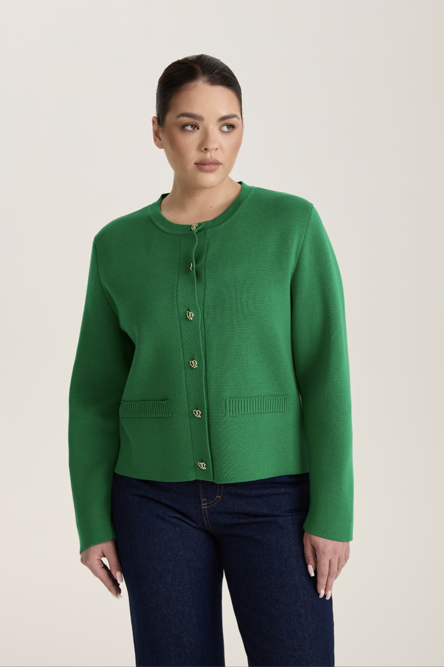 Жакет вязаный, зеленый