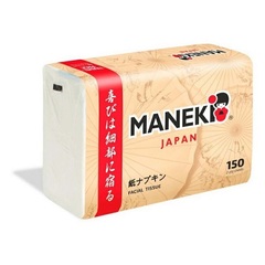 Салфетки бумажные белые Maneki Kabi, однослойные, 250 шт