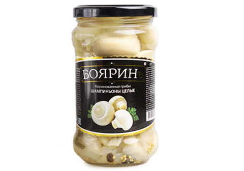 Шампиньоны целые маринованные "Боярин", 280г