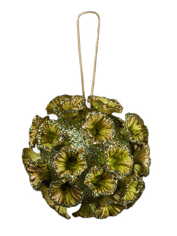 Елочная игрушка Цветочный шар 11см ChristmasDeLuxe зеленый
