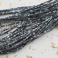 Гематин гематит, кубик усеченый, 2 мм,черный 1 нить, ГМ086