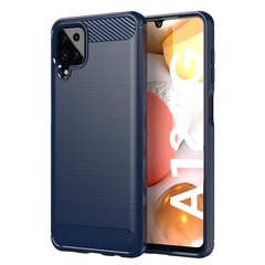 Мягкий чехол синего цвета в стиле карбон для Samsung Galaxy M12 с 2021 года, серия Carbon от Caseport