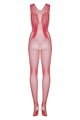 Бодистокинг из ажурной сетки красного цвета OBSESSIVE N112 Bodystocking