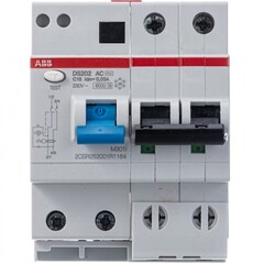 Выключатель автоматический дифференциального тока ABB DS202 2п C 16А 30мА тип AC 6кА 4 модуля 2CSR252001R1164