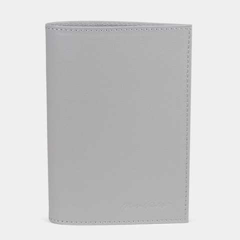 Обложка для паспорта из натуральной кожи теленка, серого цвета