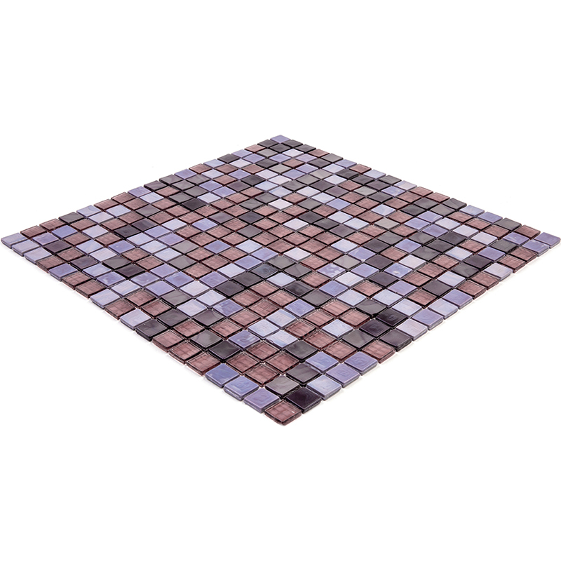 05-Heka-m Мозаика для сауны смешанного цвета на пол чип 15 стекло Alma Mix фиолетовый квадрат