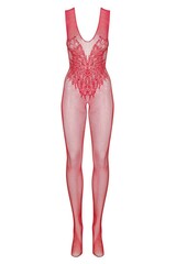 Бодистокинг из ажурной сетки красного цвета OBSESSIVE N112 Bodystocking