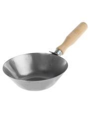 28-1-100 Ковш стальной, порошк. покраска, плоское дно, с крюком, дерев. ручка, 160мм (РемоКолор)