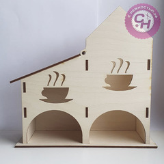 Чайный домик для декорирования ДВОЙНОЙ 20*9,5*20,5 см, деревянный.