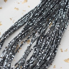 Гематин гематит, кубик усеченый, 2 мм,черный 1 нить, ГМ086