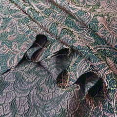 Ткань жаккард цветы розовые на черном фоне 3054