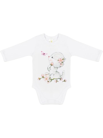 Белое боди для малыша "Киска с бабочкой"