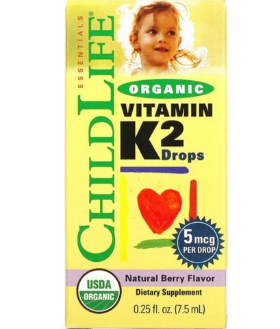 органический витамин K2 в каплях, натуральный ягодный вкус, 5 мкг, 7,5 мл (0,25 жидк. унции)