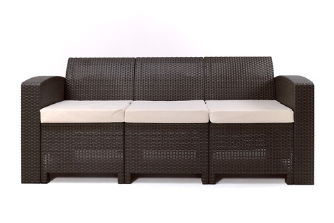 Диван трехместный (3-х местная подушка) b:rattan premium, венге