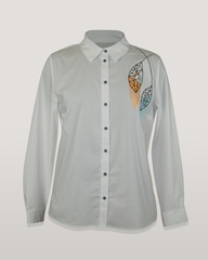 Блузка Kzara 2904 рубашка вышивка листья
