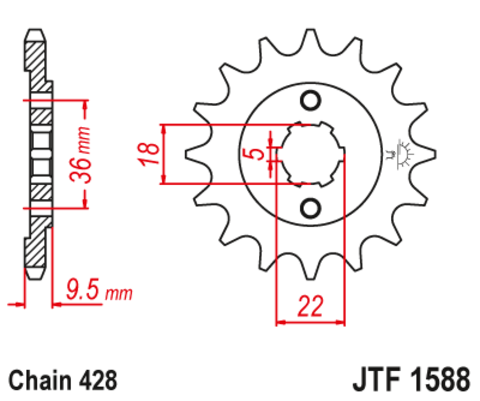 Звезда ведущая для мотоцикла JTF1588.19