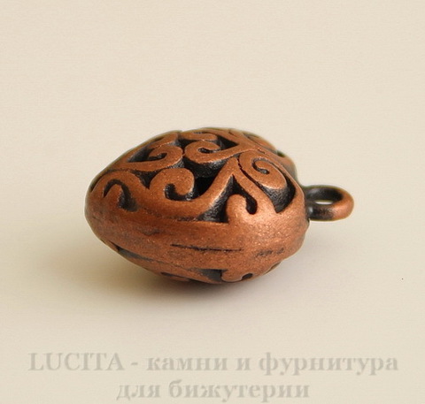 Подвеска "Ажурное сердце" 16х13 мм (цвет - античная медь)