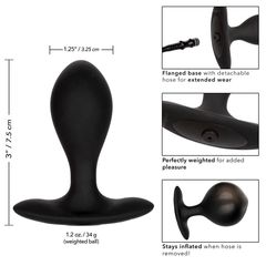 Черная расширяющаяся анальная пробка Weighted Silicone Inflatable Plug M - 