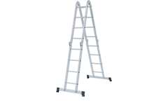 ЛЕСТНИЦА-ТРАНСФОРМЕР, 4 х 4 ступени, 2,1 - 4,37 м, ШАРНИРНАЯ, алюминиевая "НОВАЯ ВЫСОТА" NV-132---