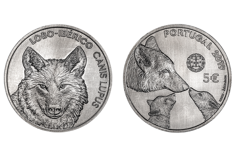 5 евро. Иберийский волк. Португалия. 2019 год.
