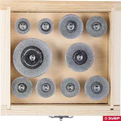 ЗУБР 10 шт: 16 - 40 мм, хвостовик d 3 мм, P 200, набор алмазных отрезных мини-кругов (33385-H10)