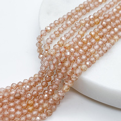 Фианит (кубический цирконий), цвет персиковый, размер 3 мм, цена за нить около 130 шт (38 см)