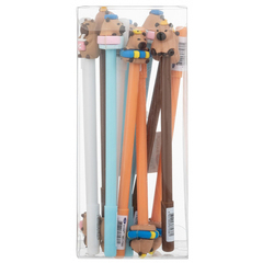 Ручка шариковая, Basir, синие чернила, серия "Капибара", с игрушкой капибары, набор 12 шт