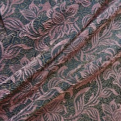 Ткань жаккард цветы розовые на черном фоне 3054