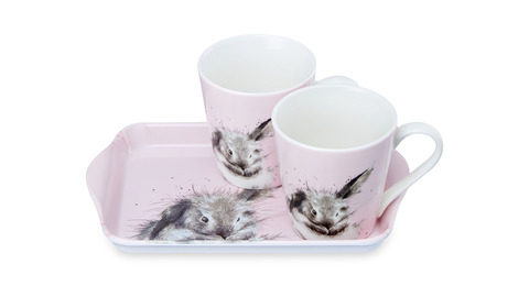 Набор кружек на подносе 2шт 180мл Royal Worcester Забавная фауна Кролик