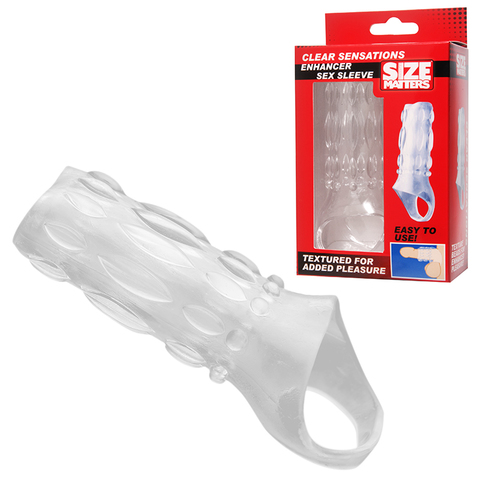 Насадка на пенис с кольцом для мошонки Clear Sensations Enhancer Sex Sleeve - 11,5 см. - XR Brands Size Matters AE288-Clear