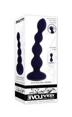 Фиолетовые анальные бусы с вибрацией и вращением Pleasure Orbit - 17,8 см. - 