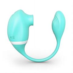 Мятный вакуумный вибростимулятор Tadpole Vibrating Dual Stimulation с виброхвостиком - 