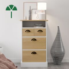 Комод деревянный Тэа 51х38х84 см с ящиками и полкой Тэа из массива сосны, 4 ящика / белый, бейц