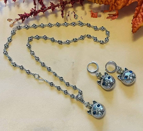 Комплект украшений КОТЫ колье + серьги style by GUCCI